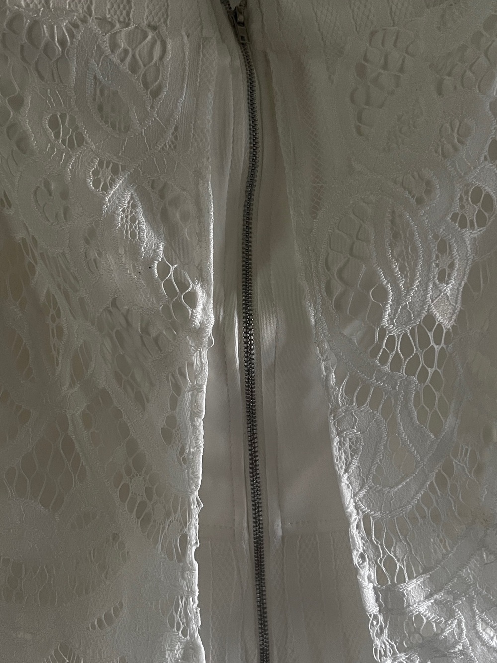 White off shoulders Lace with Zipper back closure Women's Dress